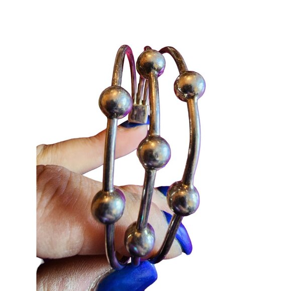 Vintage Sterling 925 Signed MCM Atomic Celestrial Design Cuff Bracelet (A1516) - Picture 2 of 7